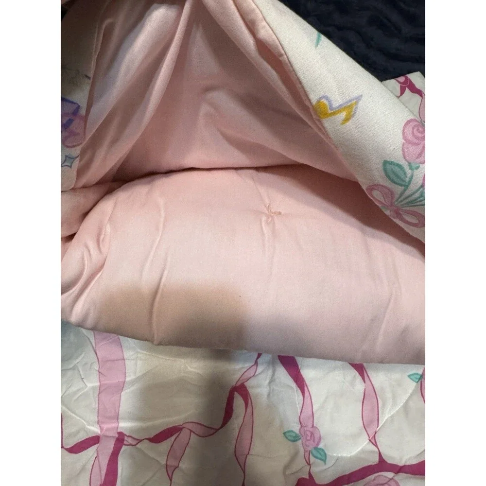 Vintage 1995 Barbie Ballerina Mattel Bedding Lot Comforter Pillow Sheet Pink